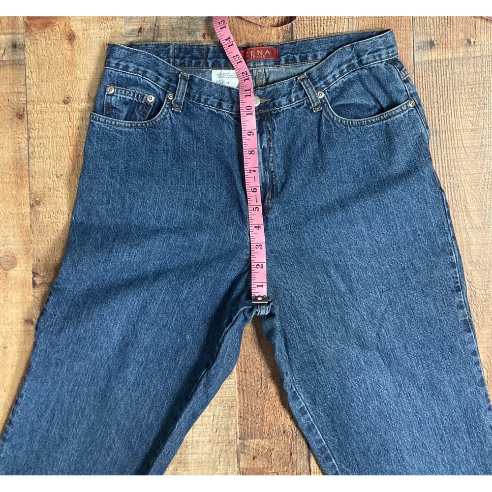 Y2K Zena Jeans Womens Cropped Raw Hem Denim Pants Medium Wash Blue Size 12 - Picture 7 of 8